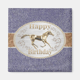 Western Belt and Buckle On denim Happy Birthday Magnet