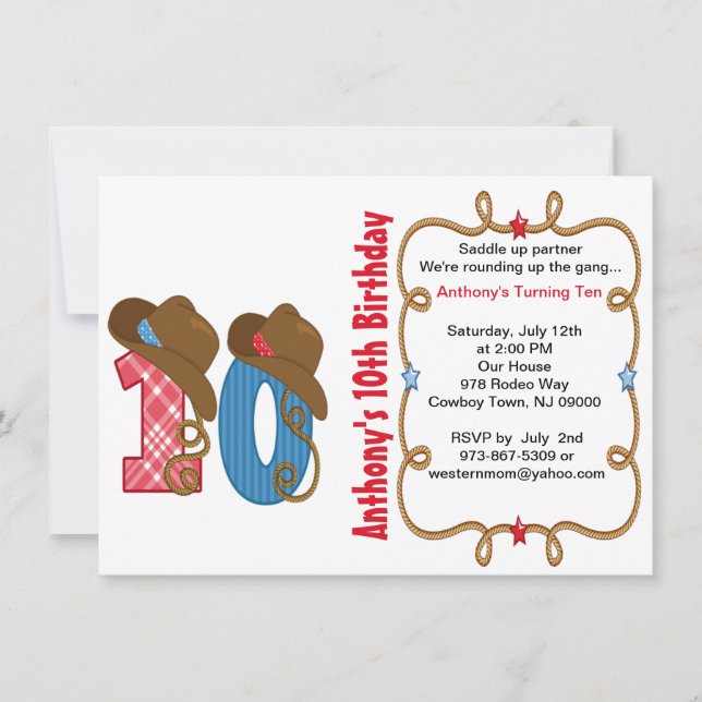 Western Big Ten Boy Geburtstag Einladung (Vorderseite)