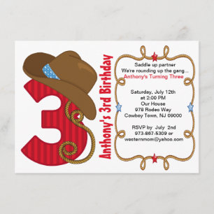 Western Big Three Boy Geburtstag Einladung