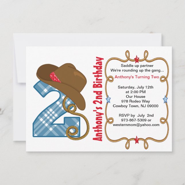 Western Big Two Boy Geburtstag Einladung (Vorderseite)