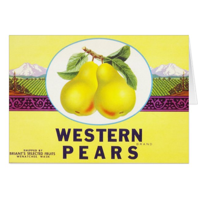 Western Birnen - Vintages Fruchtkäfigetikett (Vorderseite (Horizontal))