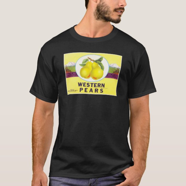 Western Birnen - Vintages Fruchtkäfigetikett T-Shirt (Vorderseite)