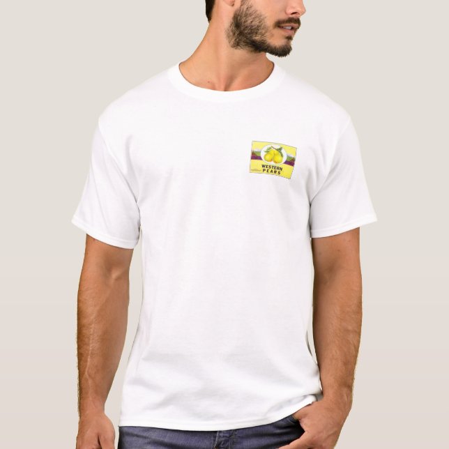 Western Birnen - Vintages Fruchtkäfigetikett T-Shirt (Vorderseite)
