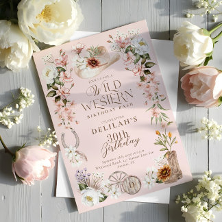 Western Birthday Bash Aquarell Floral Cowgirl Einladung