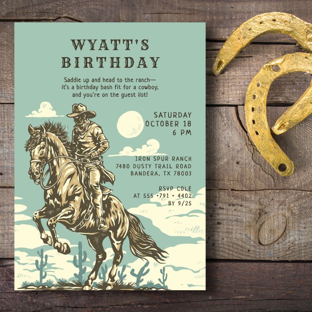 Western Birthday Party Cowboy Rustic Adult Teen Einladung (A Western birthday party invitation for anyone.
)