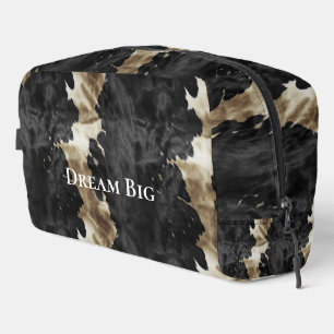 Western Black Cream Gold Cowgirl Cowhide Waschbeutel