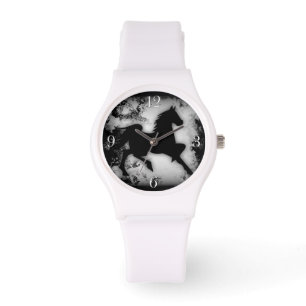 Western-Blick tänzelnde PferdeSilhouette Armbanduhr
