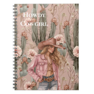 Western Blond Cowgirl Pink Cactus Blume Notizblock
