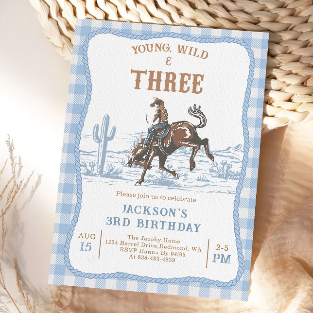 Western Blue Boys Rodeo 3rd Birthday Invitation  Einladung (Von Creator hochgeladen)