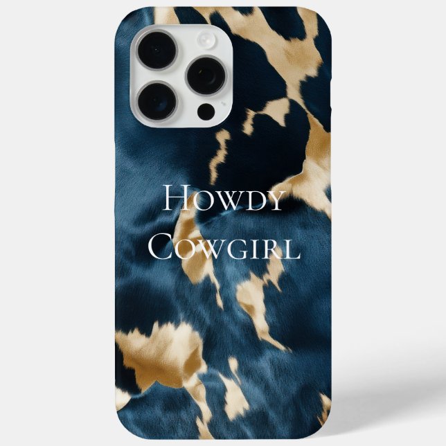 Western Blue Brown Gold Cowhide Case-Mate iPhone Hülle (Rückseite)