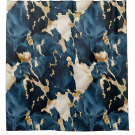 Western Blue Brown Gold Cowhide Duschvorhang