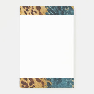 Western Blue Brown Gold Cowhide Post-it Klebezettel