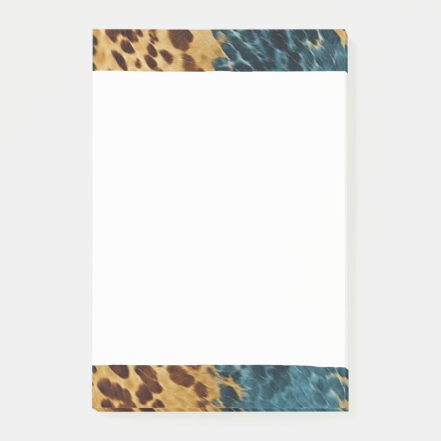 Western Blue Brown Gold Cowhide Post-it Klebezettel (Vorderseite)