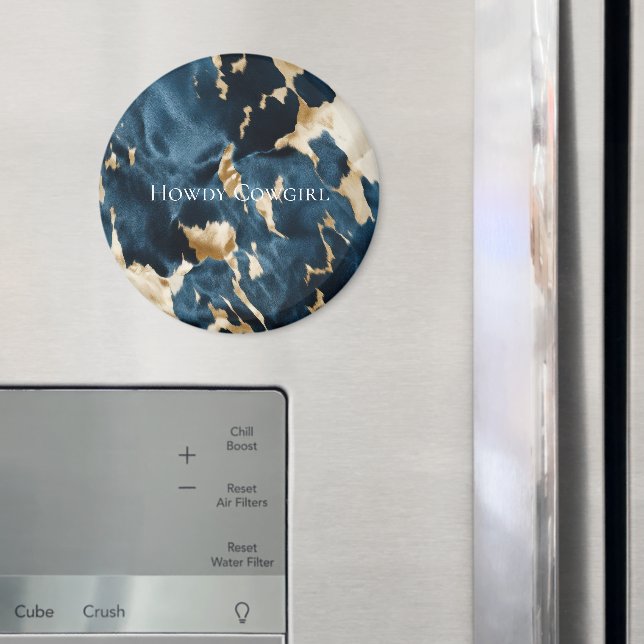 Western Blue Cream Gold Cowboy Cowgirl Cowhide Magnet (In Situ (Kühlschrank))