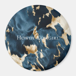 Western Blue Cream Gold Cowboy Cowgirl Cowhide Magnet