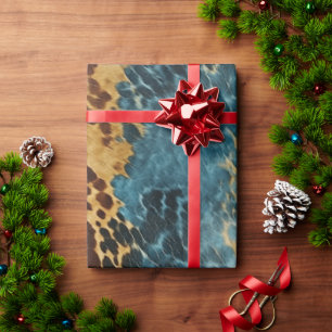 Western Blue Gold Cowhide Geschenkpapier