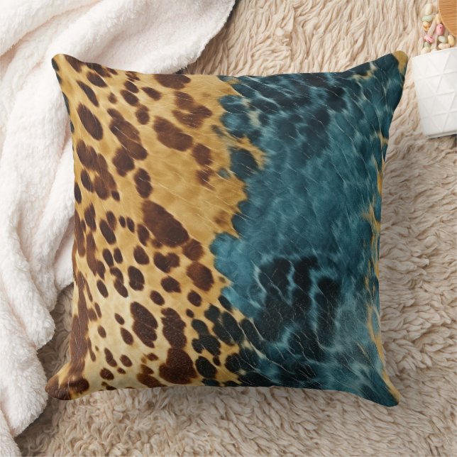 Western Blue Gold Cowhide Kissen (Decke)