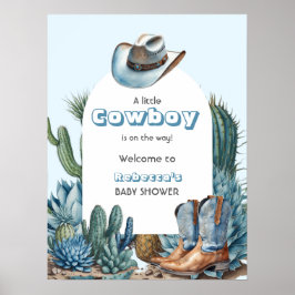 Western Blue Little Cowboy Rodeo Kinderdusche Poster