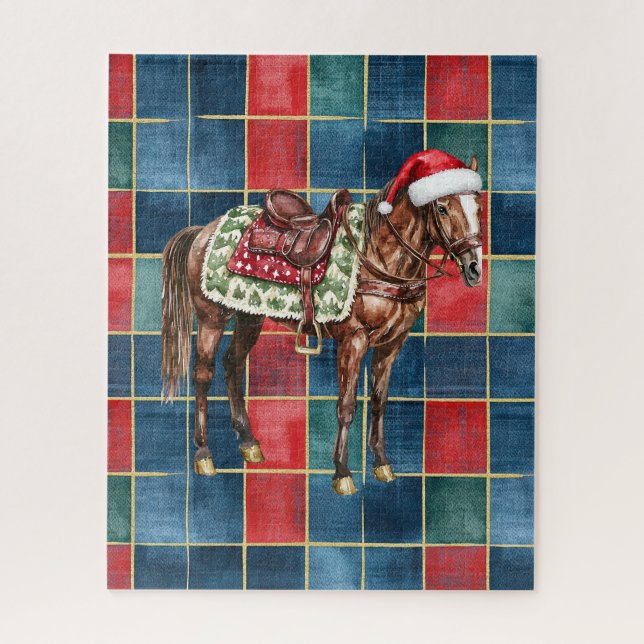 Western Blue Red Cowboy Cowgirl HorChristmas Puzzle (Vertikal)
