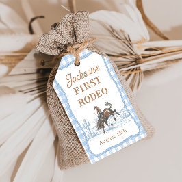 Western Blue Rodeo Cowboy Gift Tag Geschenkanhänger