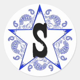 Western Blue "S" Monogramm Aufkleber