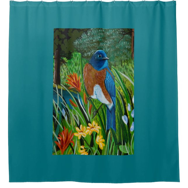 Western Bluebird Duschvorhang (Vorderseite)