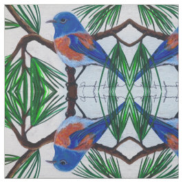 Western Bluebird in Pine Fabric Stoff