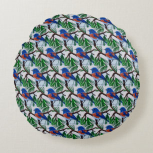 Western Bluebird Pouf Pillow Rundes Kissen
