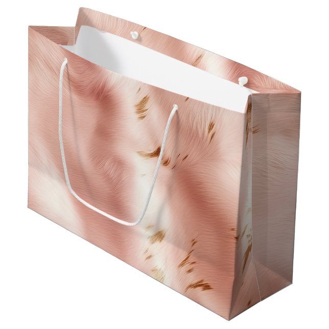 Western Blush Pink Imitats Cowhide Geburtstag Große Geschenktüte (Vorderseite Schrägansicht)