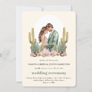 Western Boho Cactus Desert All in One Wedding Einladung