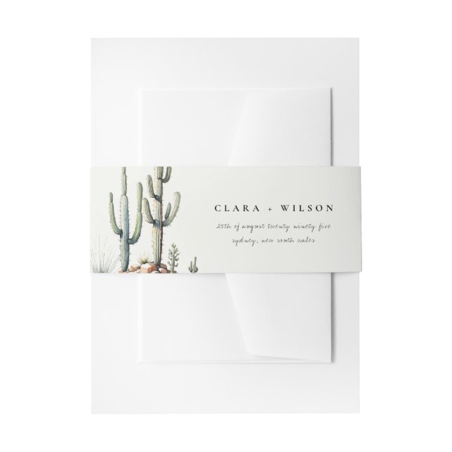Western Boho Cactus Desert Landscape Wedding Einladungsbanderole (Vorderseite Beispiel)
