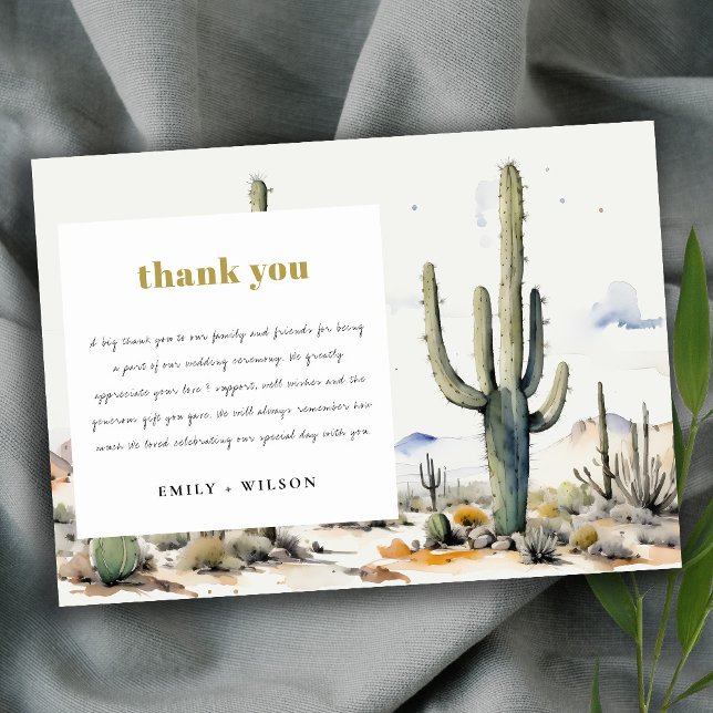 Western Boho Cactus Wüste Landscape Wedding Dankeskarte (Von Creator hochgeladen)