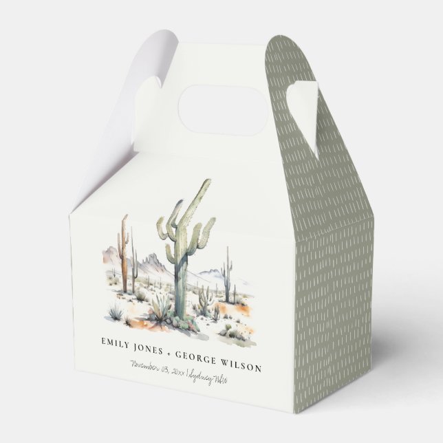 Western Boho Cactus Wüste Landscape Wedding Geschenkschachtel (Vorderseite)
