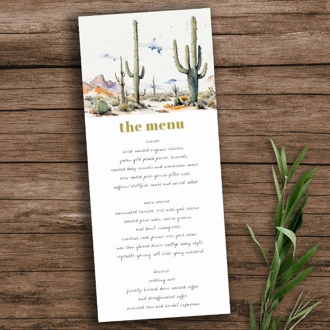 Western Boho Cactus Wüste Landscape Wedding Menu Einladung (Von Creator hochgeladen)