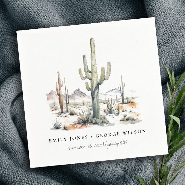Western Boho Cactus Wüste Landscape Wedding Serviette (Von Creator hochgeladen)