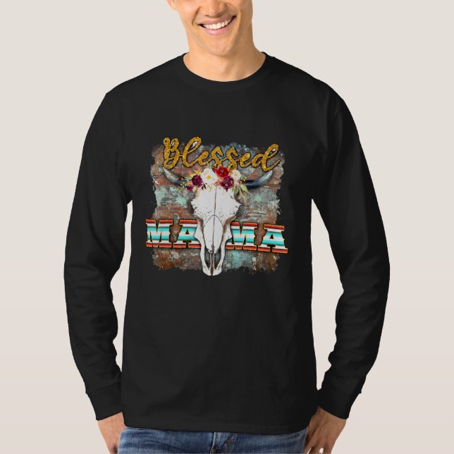 Western Boho Cow Bull Skull Seligen Mama Cowgirl R T-Shirt (Vorderseite)