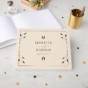 Western Boho Horseshoe Monogram Ranch Farm Wedding Gästebuch
