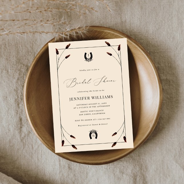 Western Boho Horseshoe Monogramm Brautparty Einladung (Von Creator hochgeladen)