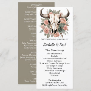 Western Boho Kuh Bläschen Schädelsage Hochzeit
