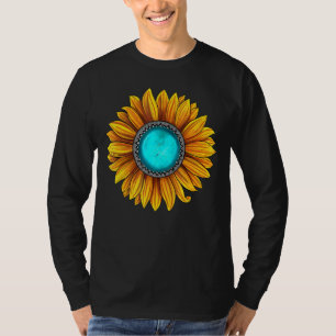 Western Boho Sunflower Türkise Cowgirl Rodeo T-Shirt