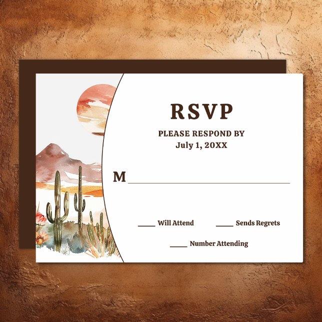 Western Boho Wedding RSVP Karte (Simple Desert Cactus Western Boho Wedding RSVP Card)
