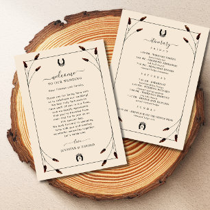 Western Boho Wedding Welcome Card mit Tour Einladung