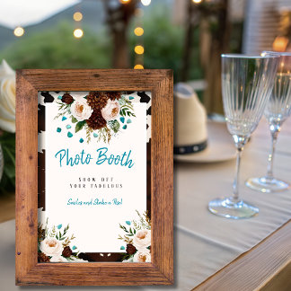Western Boho Wildblumen Foto Stand-Zeichen Einladung