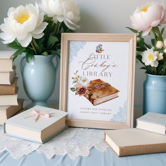 Western Books for Baby Little Cowboy's Library Poster (Western Books for Baby Little Cowboy's Library Poster)