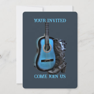 Western Boot Guitar Invitation Einladung