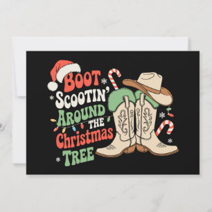 Western Boot Scootin Around The Christmas Tree Einladung