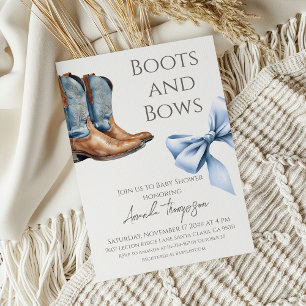 Western Boots and Bows Blue Boy Baby Shower Einladung