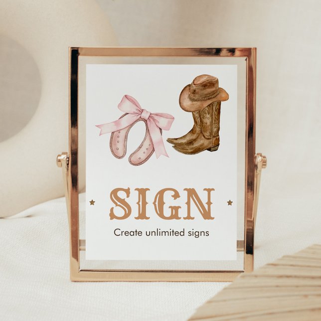Western Boots and Bows Gender Reveal Sign Poster (Boots and Bows Gender Reveal Custom Sign)