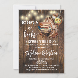 Western Boots & Books Vor der Hochzeitsdusche Einladung