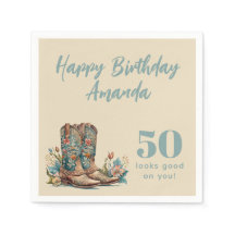 Western Boots Floral Fiftieth Birthday